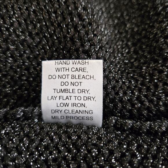 Lela Rose Metallic Black V-Neck Pullover Sweater Size XL Elevated Basic Chic - Picture 10 of 10